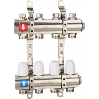 Коллектор регулируемый с запорными клапанами GAPPO G427.2 2-вых.x1"x3/4"