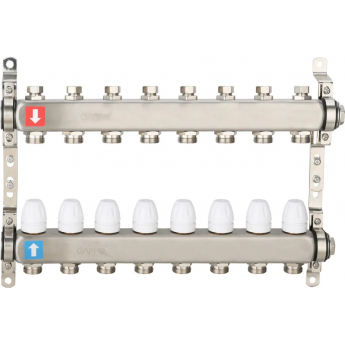 Коллектор регулируемый с запорными клапанами GAPPO G428.8 8-вых.x1"x3/4" Коллектор регулируемый с запорными клапанами GAPPO G428.8 8-вых.x1"x3/4"