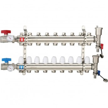 Коллектор регулируемый с запорными клапанами GAPPO G425.9 9-вых.x1"x3/4"