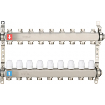 Коллектор регулируемый с запорными клапанами GAPPO G428.9 9-вых.x1"x3/4"