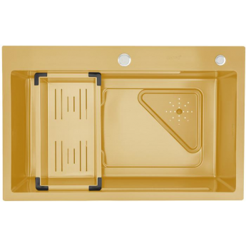 Мойка для кухни с коландером из нержавеющей стали GAPPO GS7246-3 сатин золотой